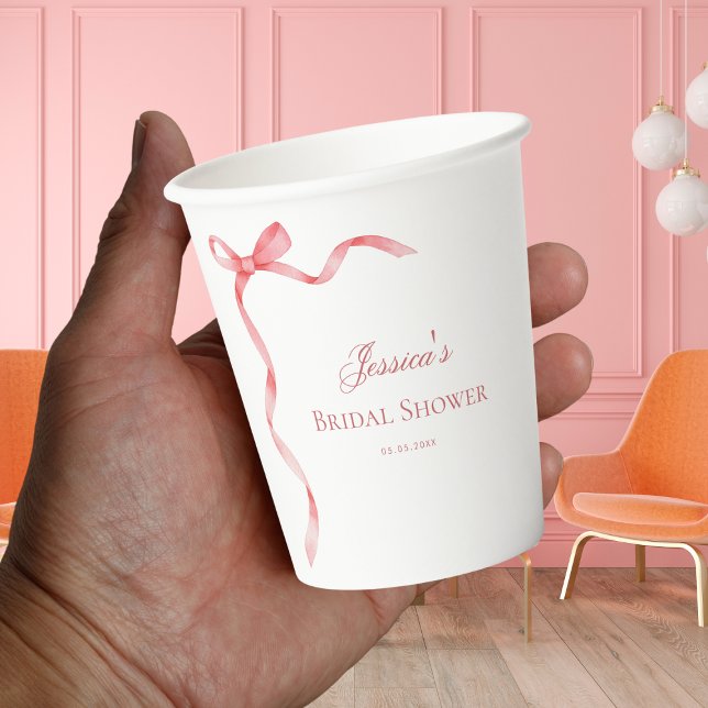 Vasos De Papel Coquette rosa Cinta francesa ducha de novias (Subido por el creador)