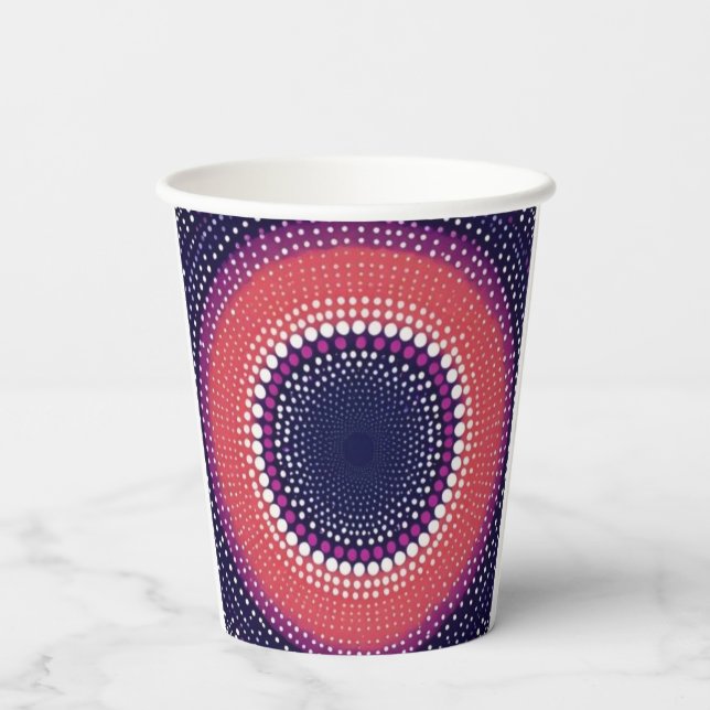 Vasos De Papel Coral, berenjena, magenta, puntos de Kaleidoscopio (Reverso )
