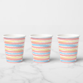 Vasos De Papel Coral Rosa Azul Amarillo Amarillo Blanco Rayas de 