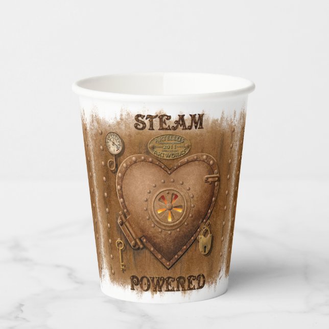 Vasos De Papel Corazón a vapor Steampunk (Izquierda)