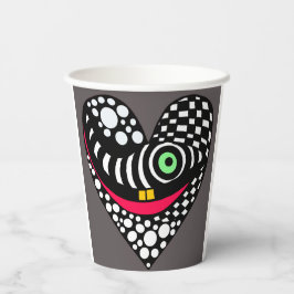 Vasos De Papel Corazón abstracto en gris