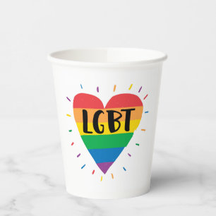 Vasos De Papel Corazón arcoiris LGBT