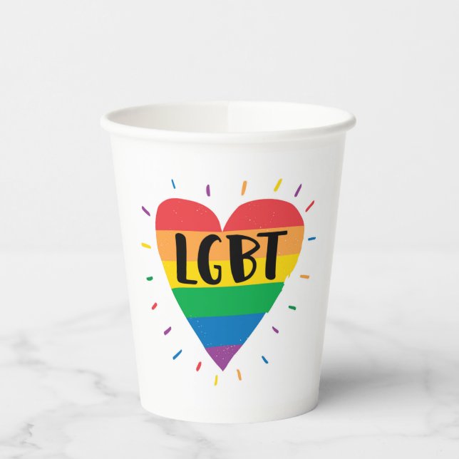 Vasos De Papel Corazón arcoiris LGBT (Izquierda)