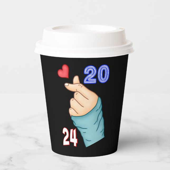 Vasos De Papel Corazón coreano 2024 (Anverso)