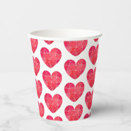 Vasos De Papel Corazón de acuarela roja hecho de muchas piezas