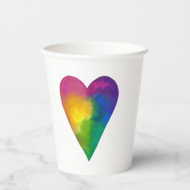 Vasos De Papel Corazón de acuarela vibrante