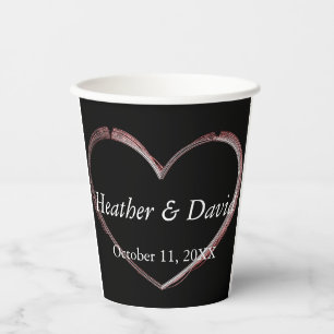 Vasos De Papel Corazón de Amor Atractivo Encantador Boda