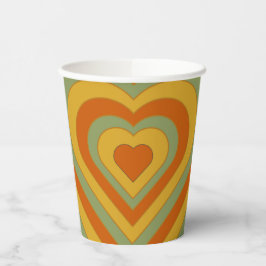 Vasos De Papel Corazón de amor de Groovy retro silenciado