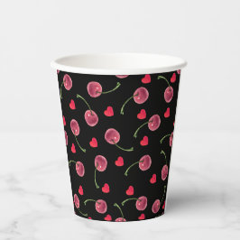 Vasos De Papel Corazón de cerezo acuarela
