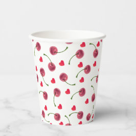 Vasos De Papel Corazón de cerezo acuarela