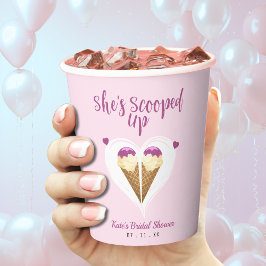 Vasos De Papel Corazón de helado rosa recogido en la ducha de la 