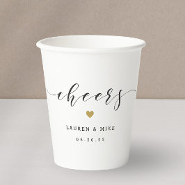 Vasos De Papel Corazón de oro moderno vitorea la boda de la ducha