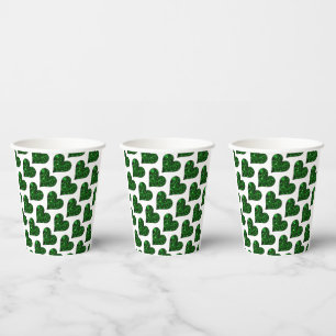 Vasos De Papel Corazón esmeralda del Día de San Patricio