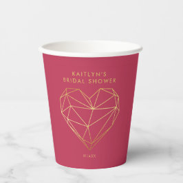 Vasos De Papel Corazón geométrico para la fiesta de despedida de
