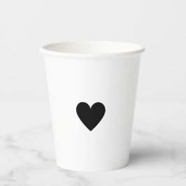 Vasos De Papel Corazón Negro Moderno Personalizado