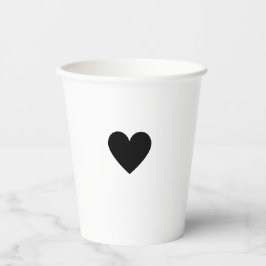 Vasos De Papel Corazón Negro Simple Moderno