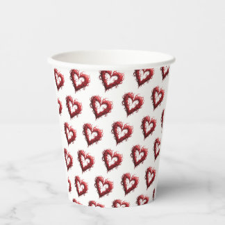 Vasos De Papel Corazón Rojo