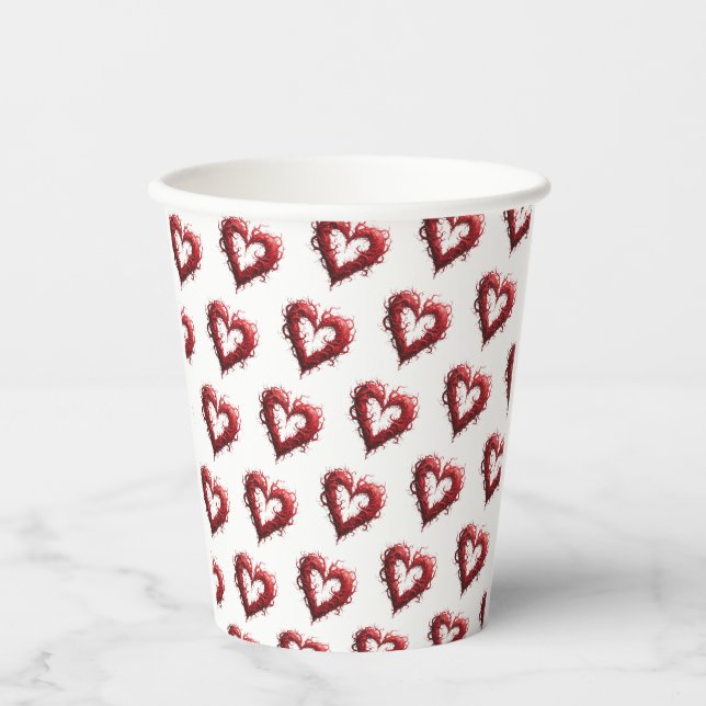 Vasos De Papel Corazón Rojo  (Anverso)
