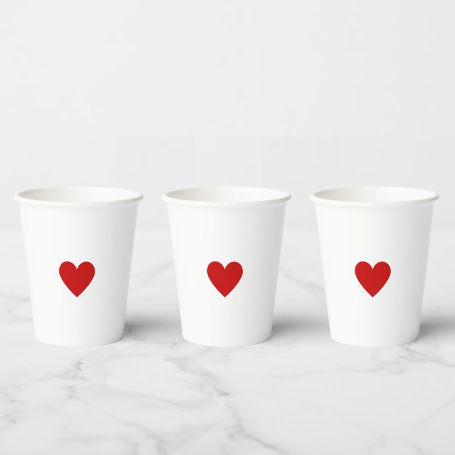 Vasos De Papel Corazón Rojo Moderno Personalizado (Multi)