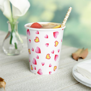 Vasos De Papel Corazón rojo romántico