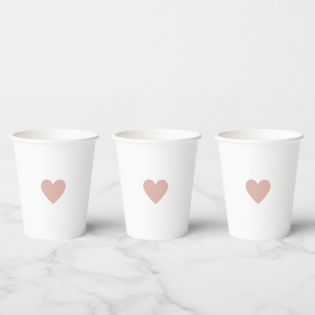 Vasos De Papel Corazón Rosa de San Valentín (Multi)