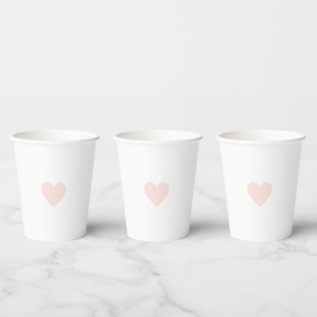 Vasos De Papel Corazón Rosa Moderno Personalizado (Multi)