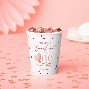 Vasos De Papel Corazón Rosa Rojo Día de San Valentín Cumpleaños Q