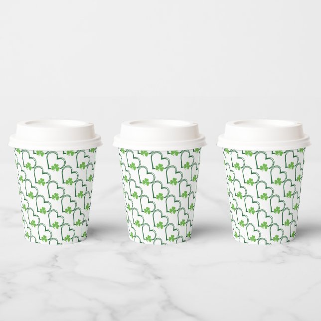 Vasos De Papel Corazones Afortunados y Tréboles (Multi)