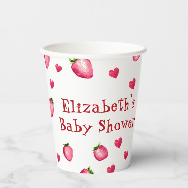 Vasos De Papel Corazones Berry Sweet Strawberry Unisex Baby Showe (Anverso)