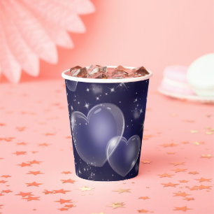 Vasos De Papel Corazones Burbuja Rosas Estilo Cumpleaños Femenino