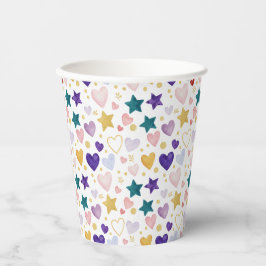 Vasos De Papel Corazones de Acuarela Celestiales