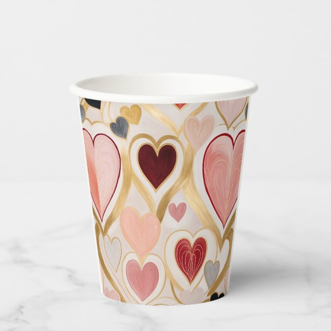 Vasos De Papel Corazones de amor (Anverso)