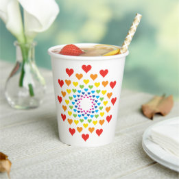 Vasos De Papel Corazones de arcoíris coloridos