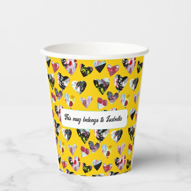 Vasos De Papel Corazones de Collage personalizados (Anverso)