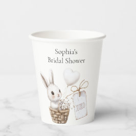 Vasos De Papel Corazones de conejo blanco en una cesta Baby Showe