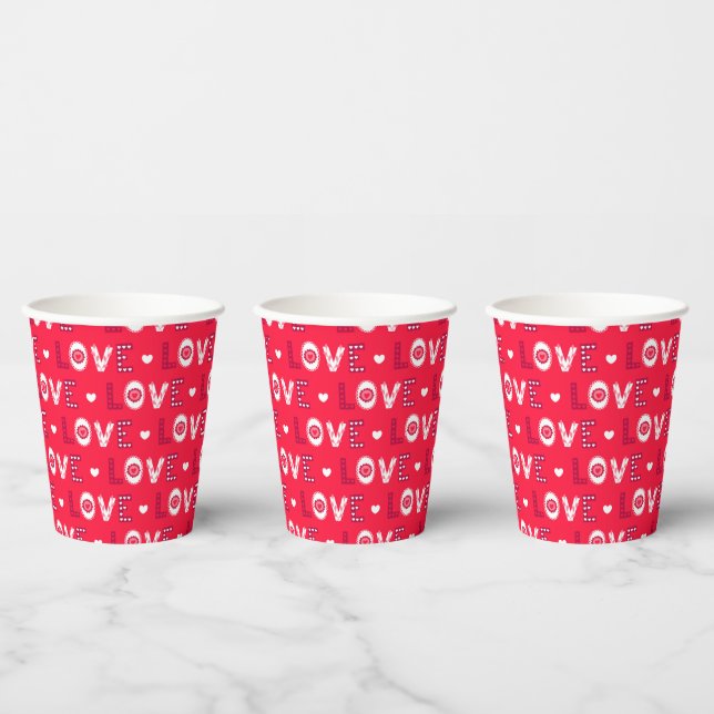 Vasos De Papel Corazones de San Valentín (Multi)