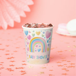 Vasos De Papel Corazones divertidos y Baby Shower arcoiris