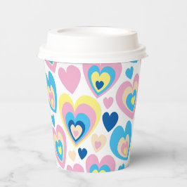 Vasos De Papel Corazones Pastel.