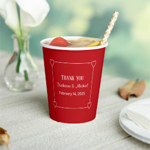 Vasos De Papel Corazones románticos Boda rojo simple El día de Sa