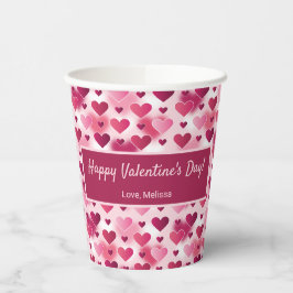 Vasos De Papel Corazones rosas y texto personalizado - Tema del d