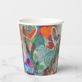 Vasos De Papel Corazones y paisley