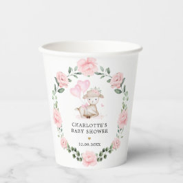 Vasos De Papel Cordero de cordero rosa de flores de flores y glob