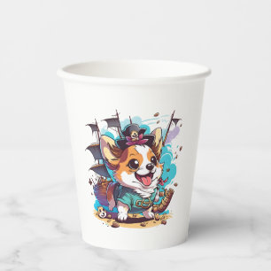 Vasos De Papel Corgi Dog Pirate