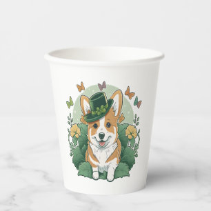 Vasos De Papel Corgi Lover Shamrock Feliz Día de St Patrics