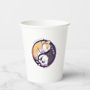 Vasos De Papel Corgi Y Husky En El Espacio Yin Y Yang T- Esencial