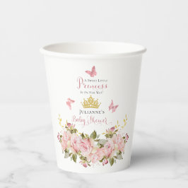 Vasos De Papel Corona | Butterflies Floral Princess Baby Shower