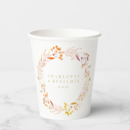 Vasos De Papel Corona de acuarela floral de otoño Boho personaliz