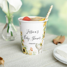 Vasos De Papel Corona de girasoles Elefante Baby Shower