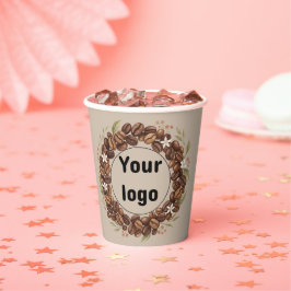 Vasos De Papel Corona de grano de café botánico con logotipo pers