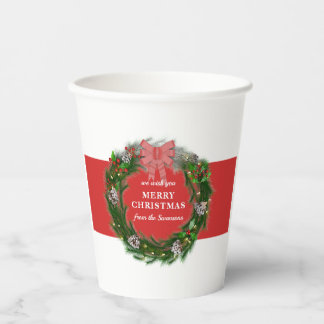 Vasos De Papel Corona de Navidad Personalizada con Nombre